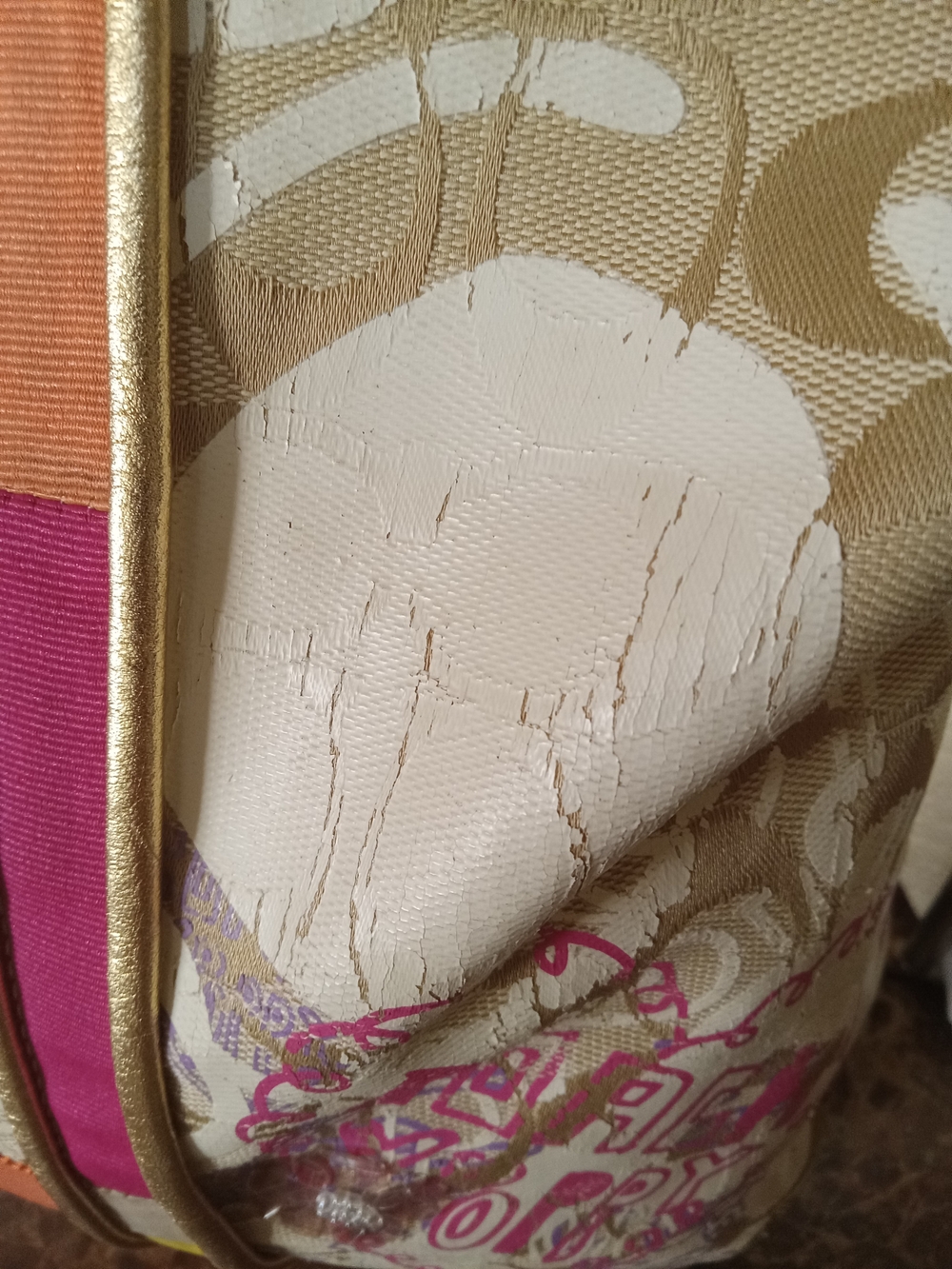 Coach Yellow/Gold Leather-Trim Tote Interior - Picture 13 of 15